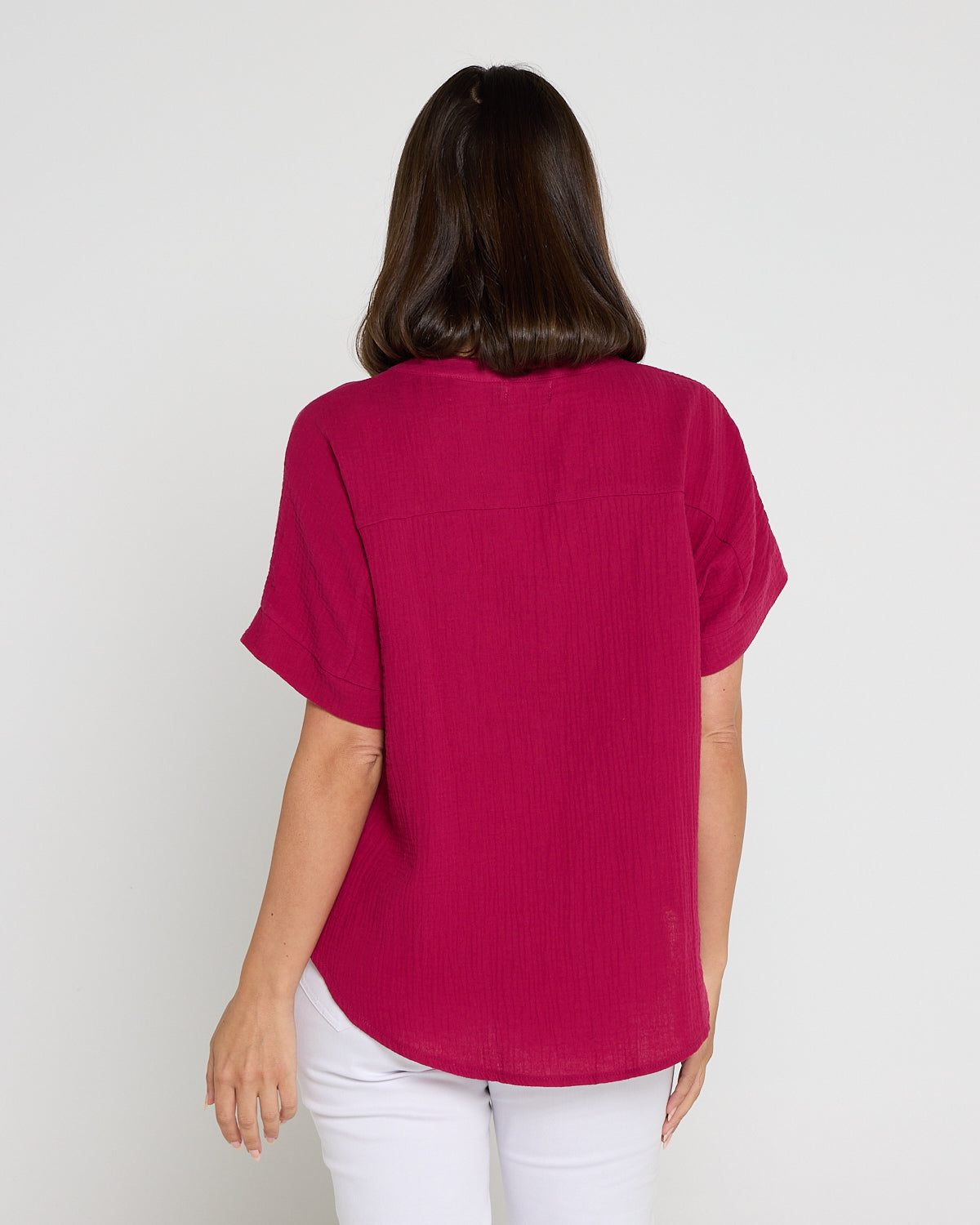 Gracie Cotton Muslin Top - Raspberry