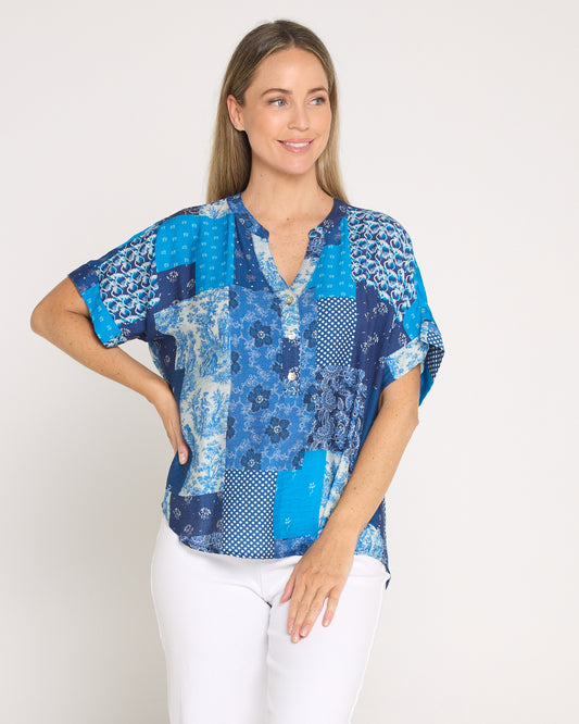 Majorie Patchwork Top - Electric