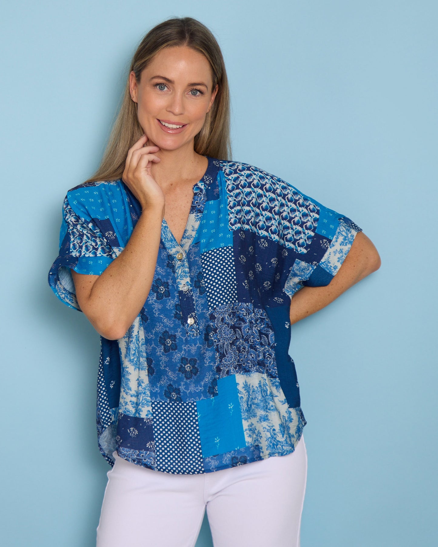 Majorie Patchwork Top - Electric