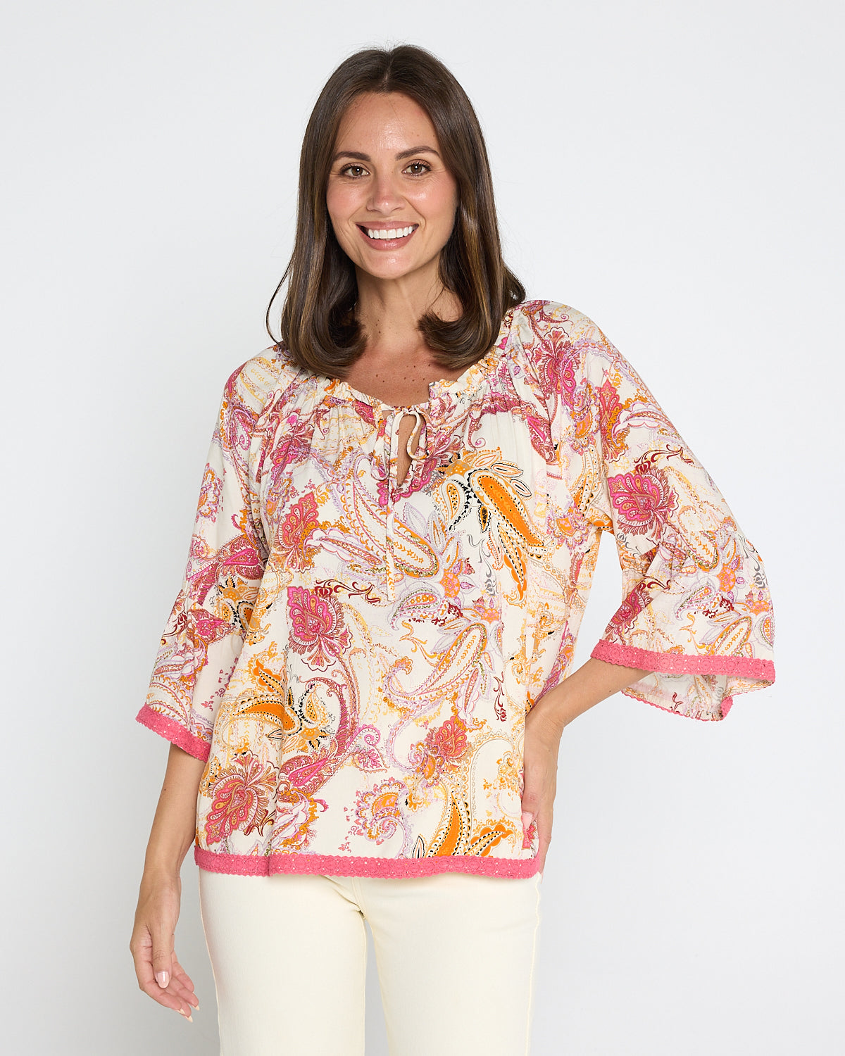 Kiara Top - Melon Paisley