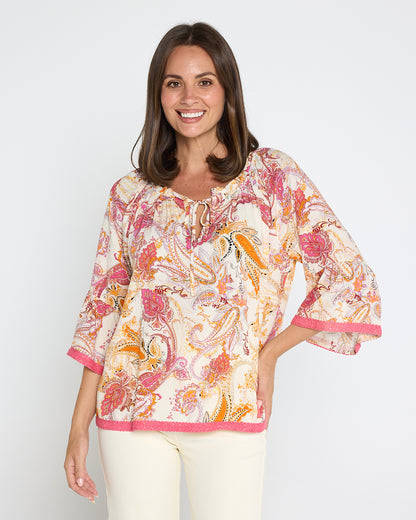 Kiara Top - Melon Paisley
