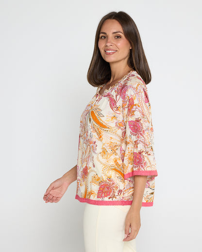 Kiara Top - Melon Paisley