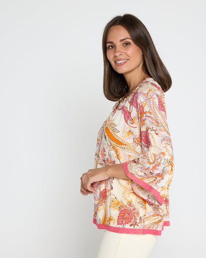 Kiara Top - Melon Paisley
