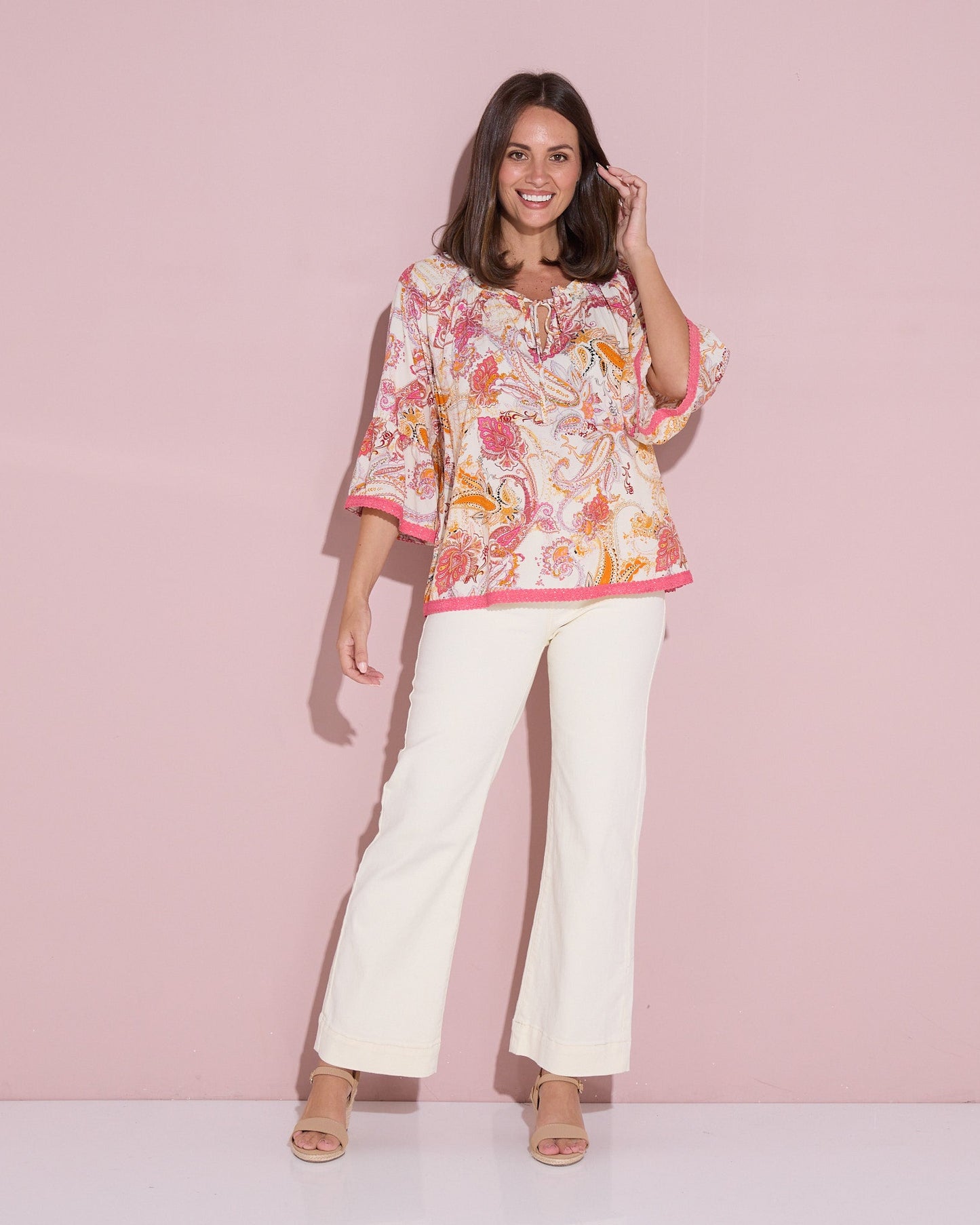 Kiara Top - Melon Paisley