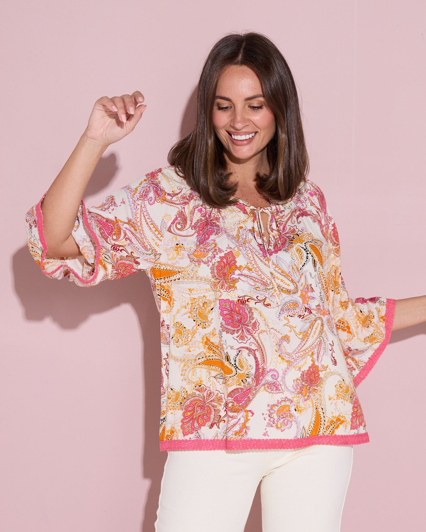 Kiara Top - Melon Paisley