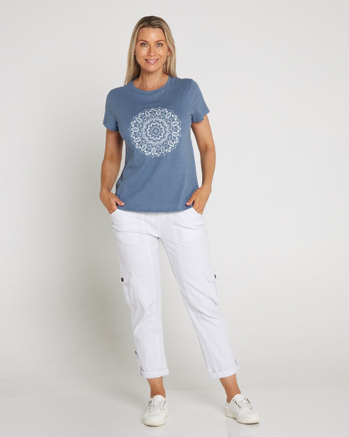 Mosaic Print Tee - Steel Blue