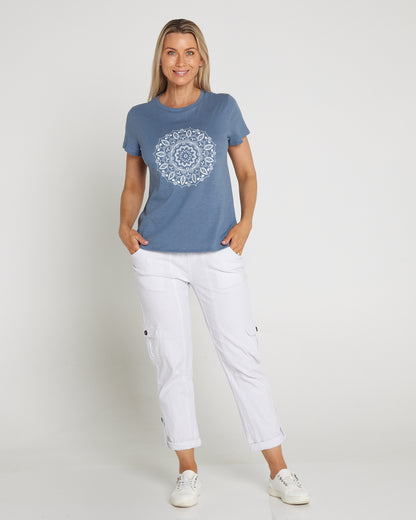 Mosaic Print Tee - Steel Blue