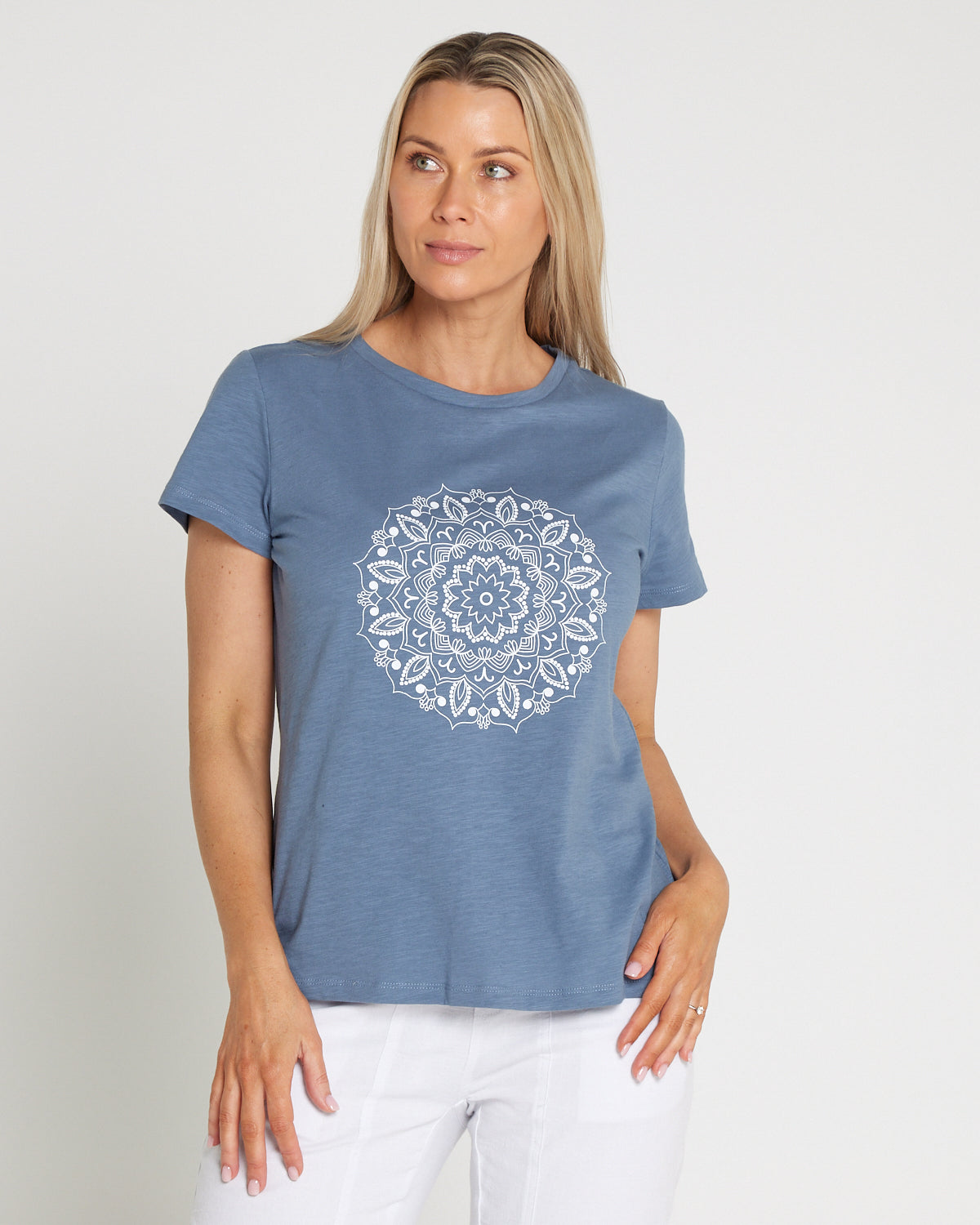 Mosaic Print Tee - Steel Blue