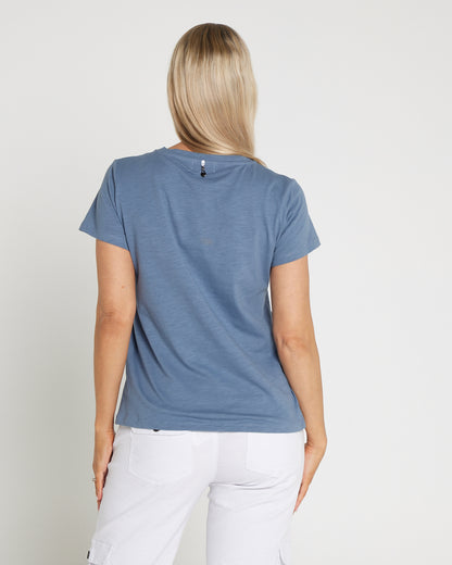 Mosaic Print Tee - Steel Blue