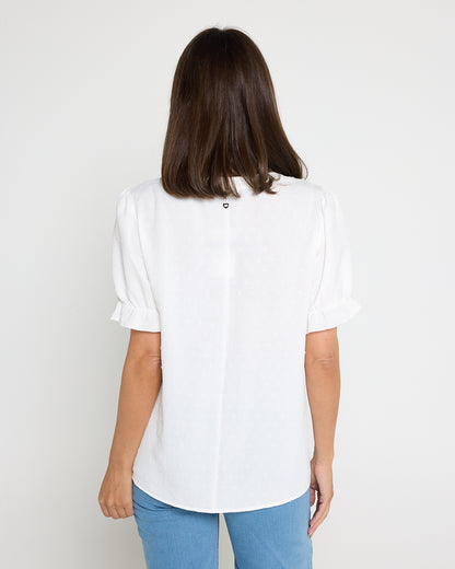 Sierra Top - Folk Floral White