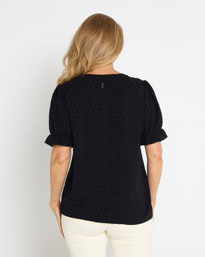 Sierra Top - Folk Floral Black