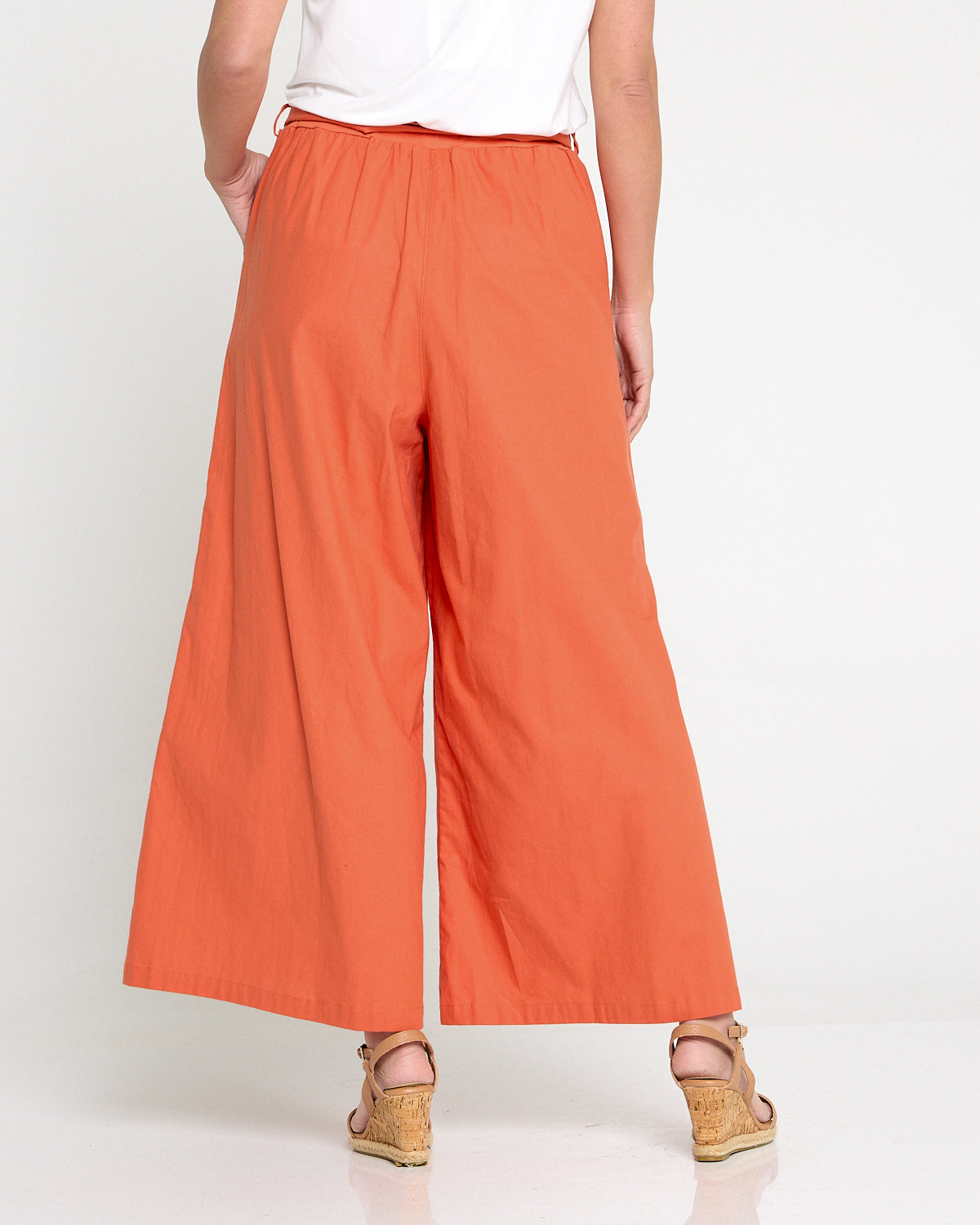 Lena Linen Palazzo Pants - Rust