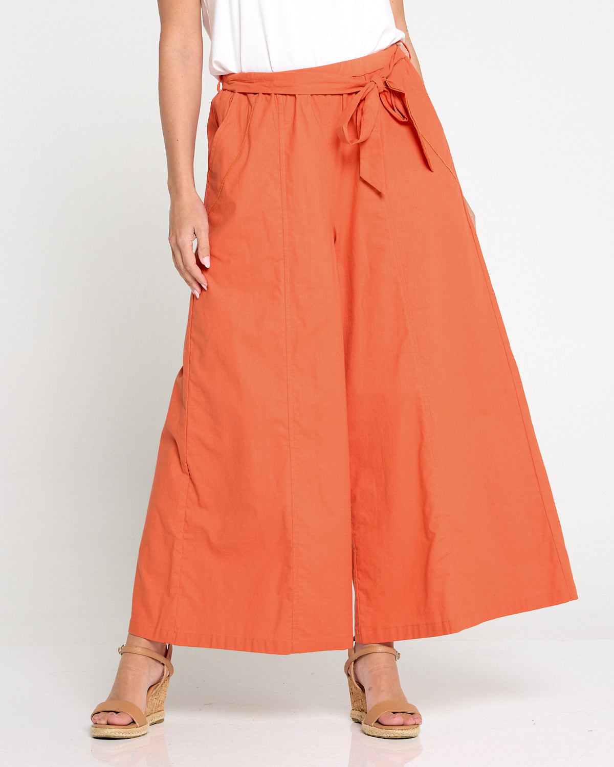 Lena Linen Palazzo Pants - Rust