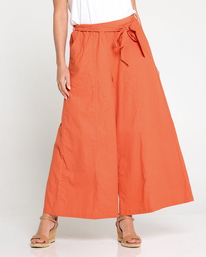 Lena Linen Palazzo Pants - Rust