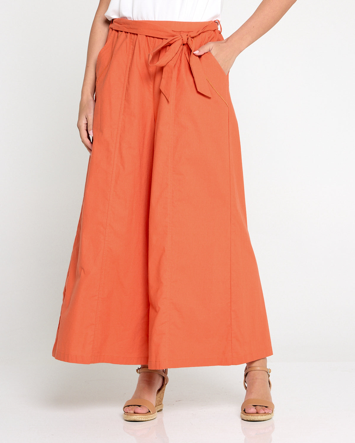 Lena Linen Palazzo Pants - Rust
