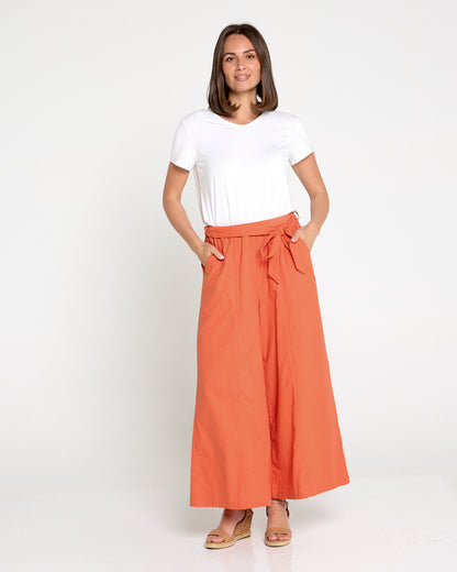 Lena Linen Palazzo Pants - Rust