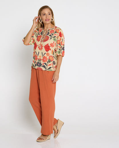 Bonded Cheesecloth Pant - Rust