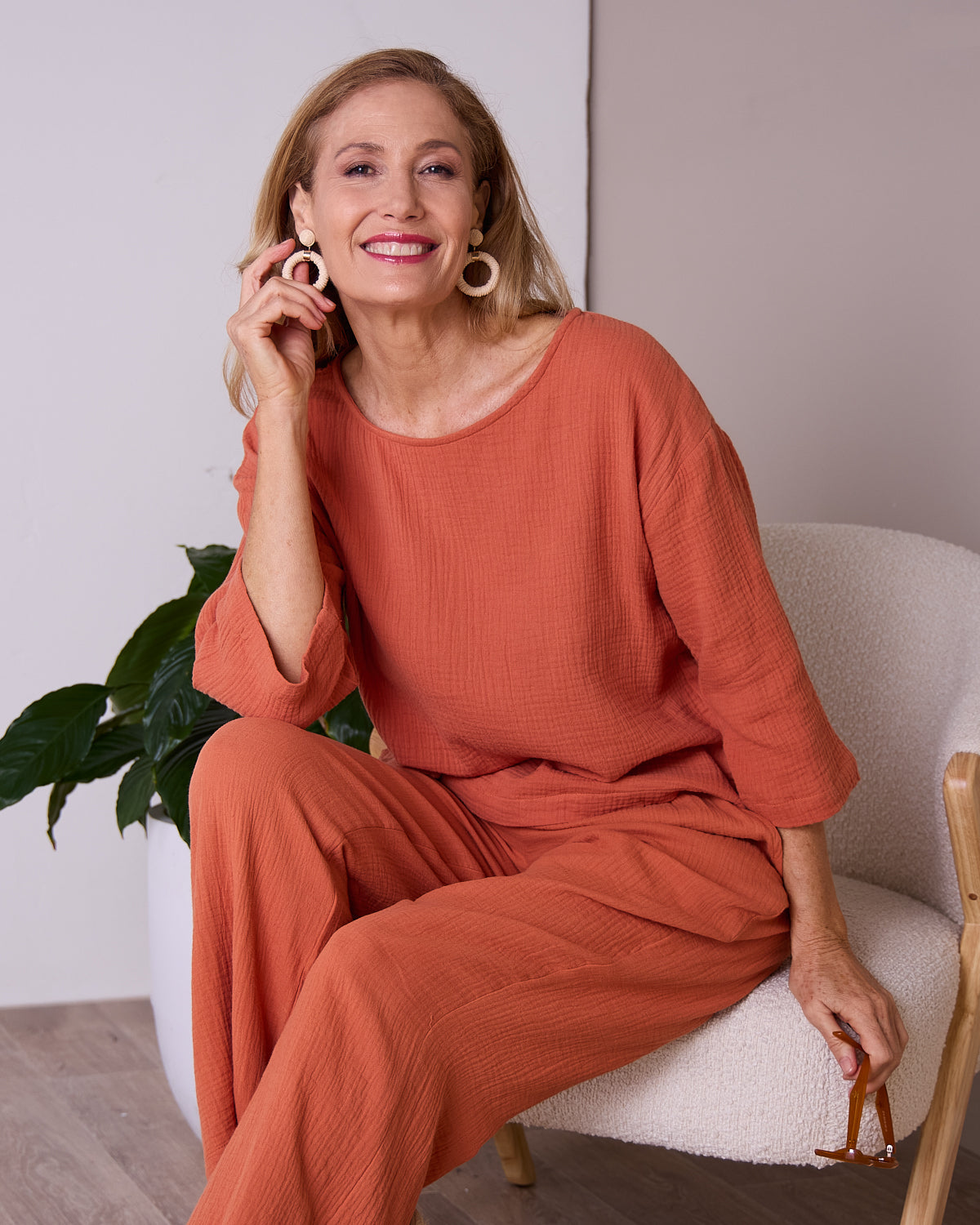 Tarin 3/4 Sleeve Top - Rust