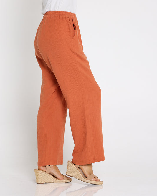 Bonded Cheesecloth Pant - Rust