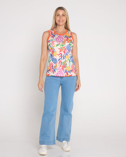 Tijuana Tank Top - Dragonfruit Floral