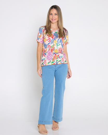 Capri Paisley Tee – Dragonfruit Floral