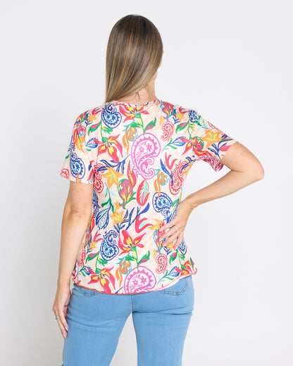 Capri Paisley Tee – Dragonfruit Floral