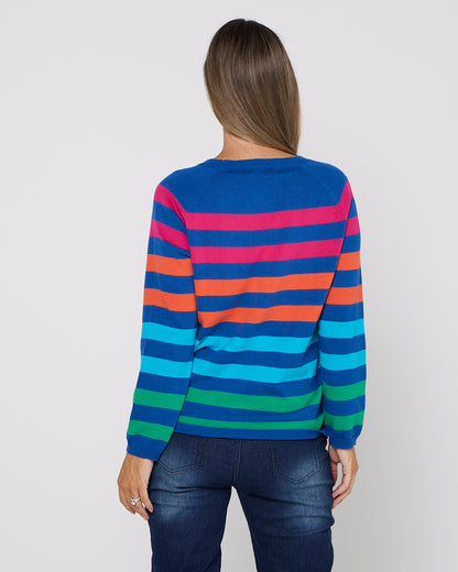 Vermont Stripe Jumper - Cobalt