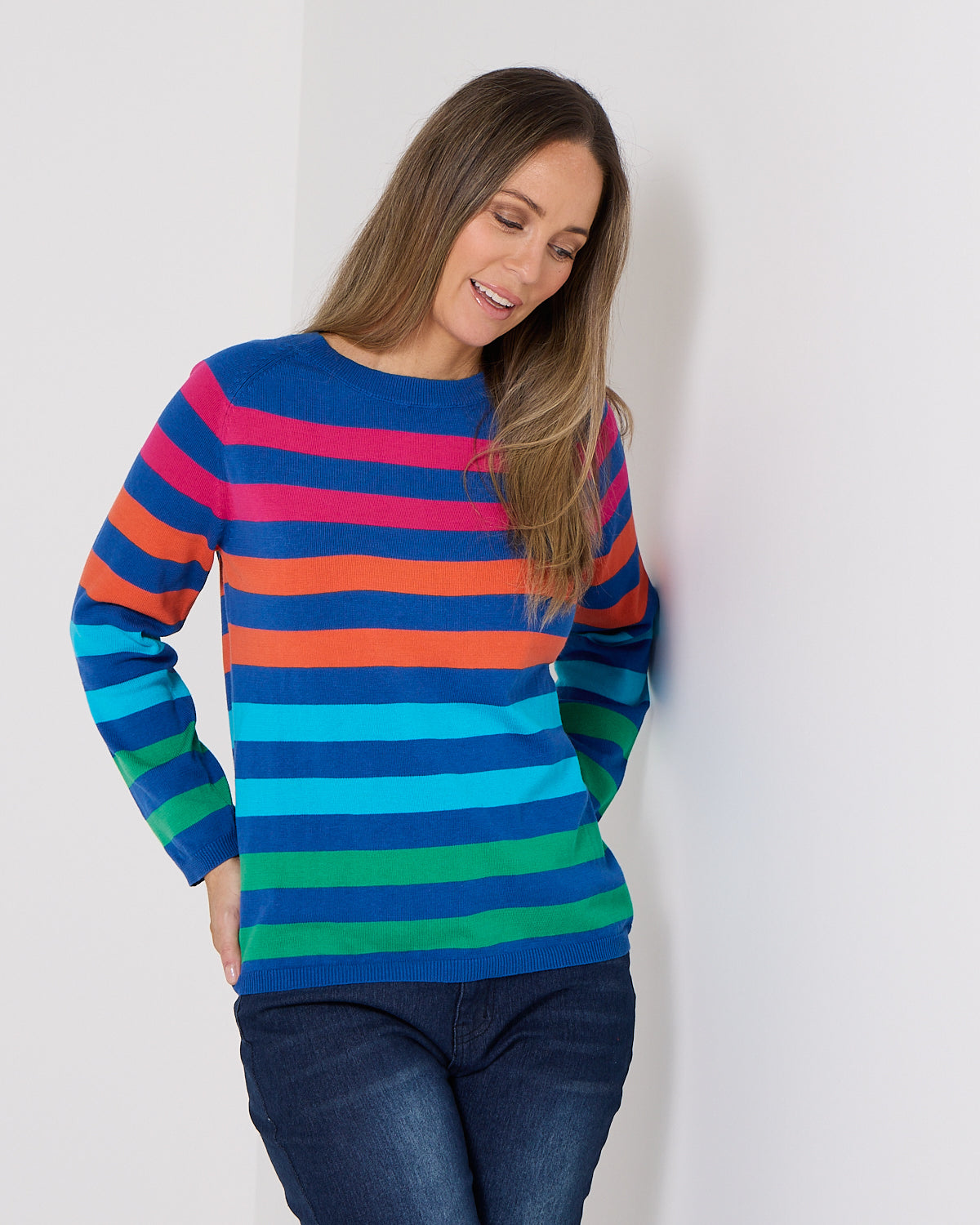 Vermont Stripe Jumper - Cobalt