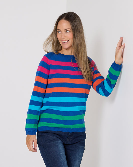 Vermont Stripe Jumper - Cobalt