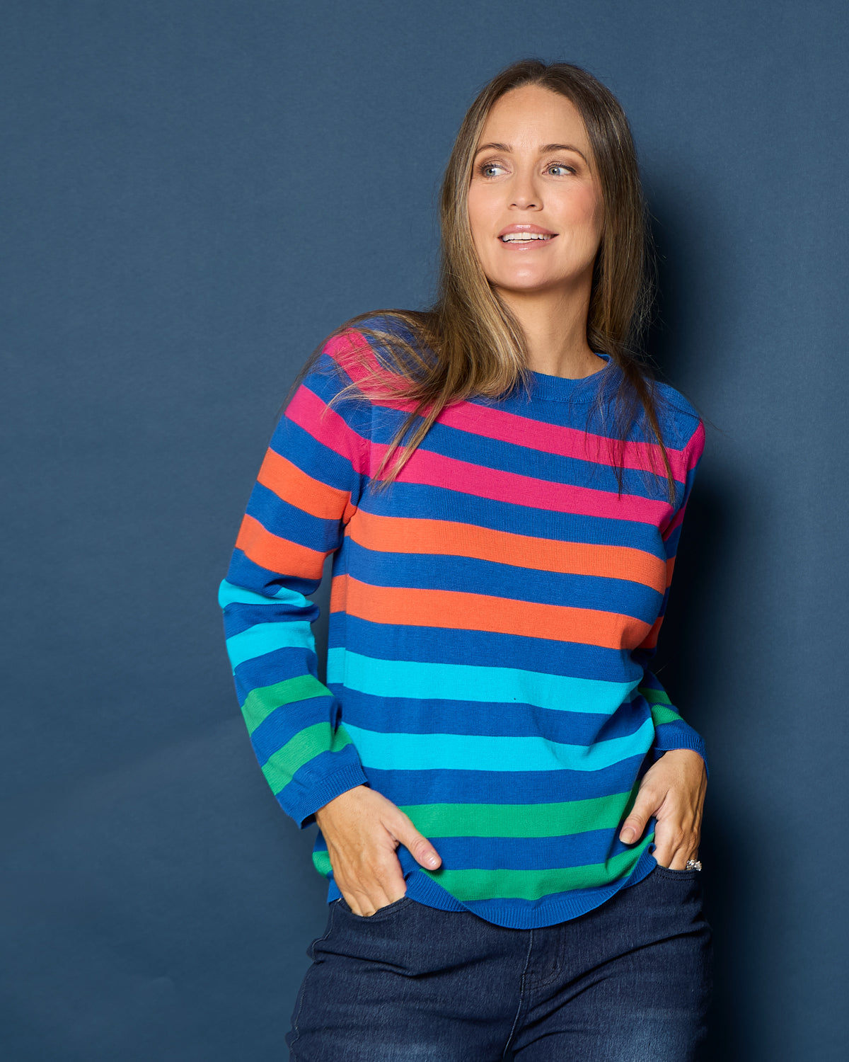 Vermont Stripe Jumper - Cobalt