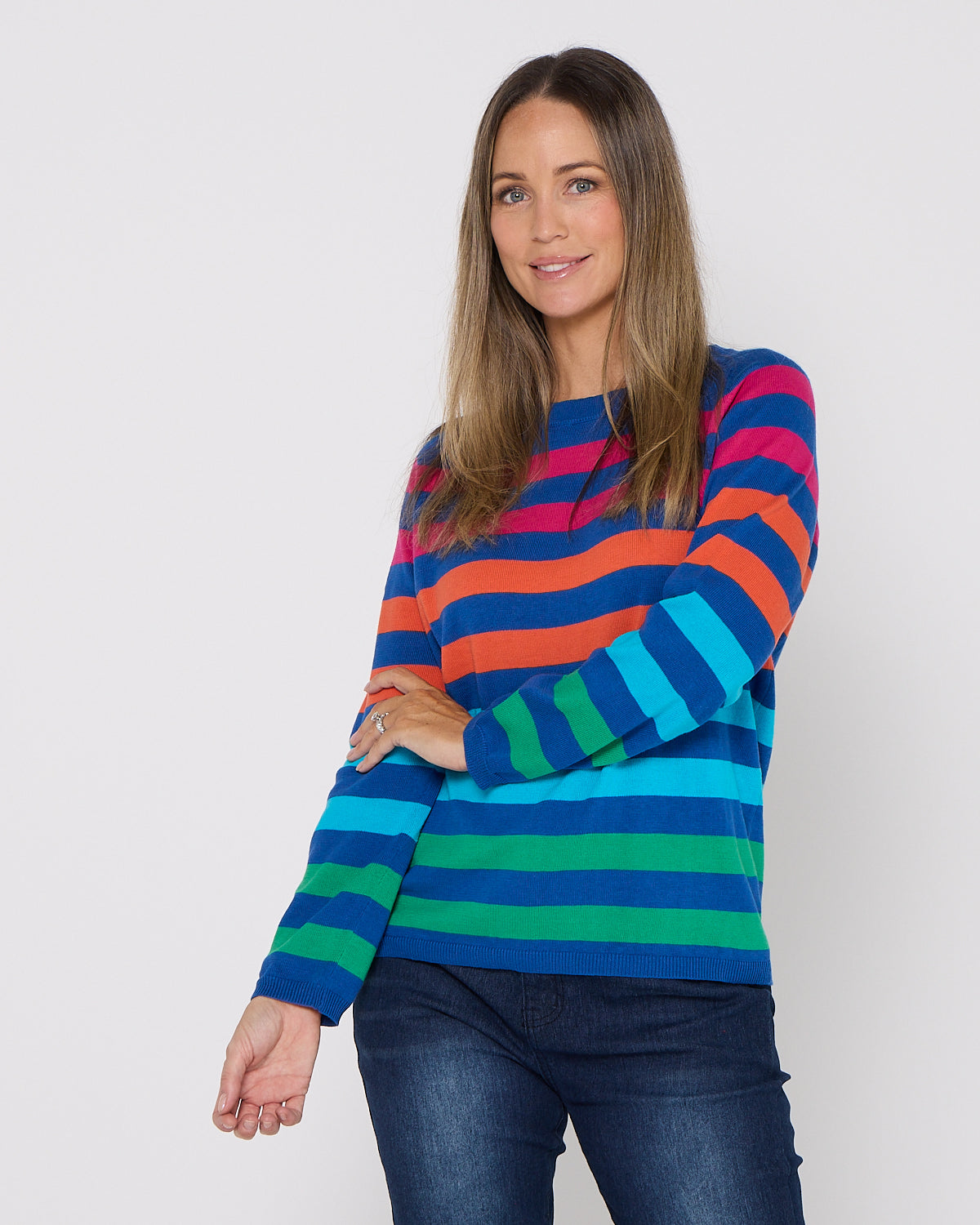 Vermont Stripe Jumper - Cobalt