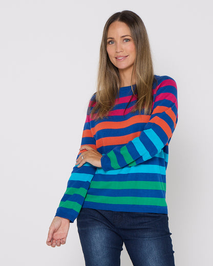 Vermont Stripe Jumper - Cobalt