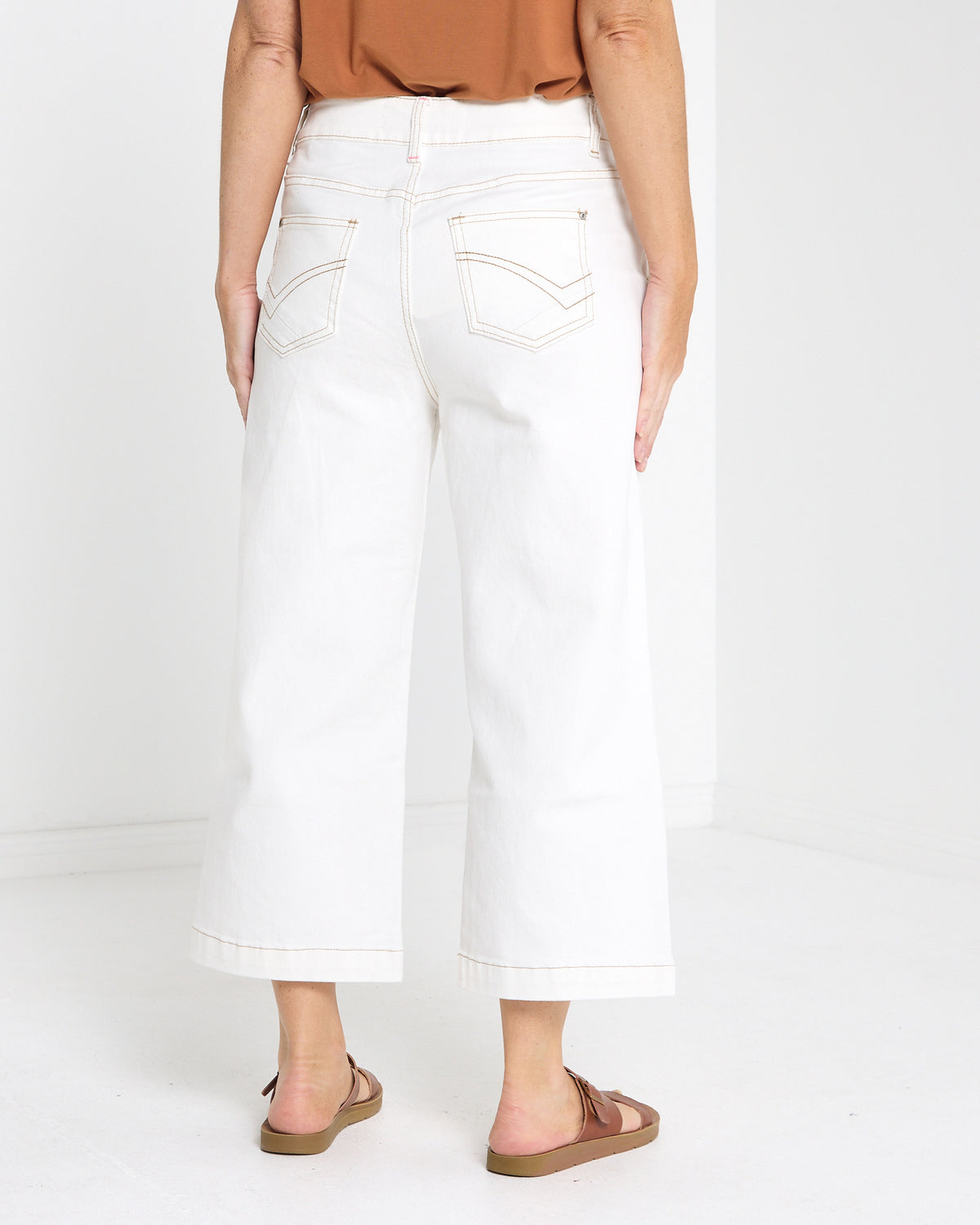 Sidney Cropped Wide Leg Jean - Off White