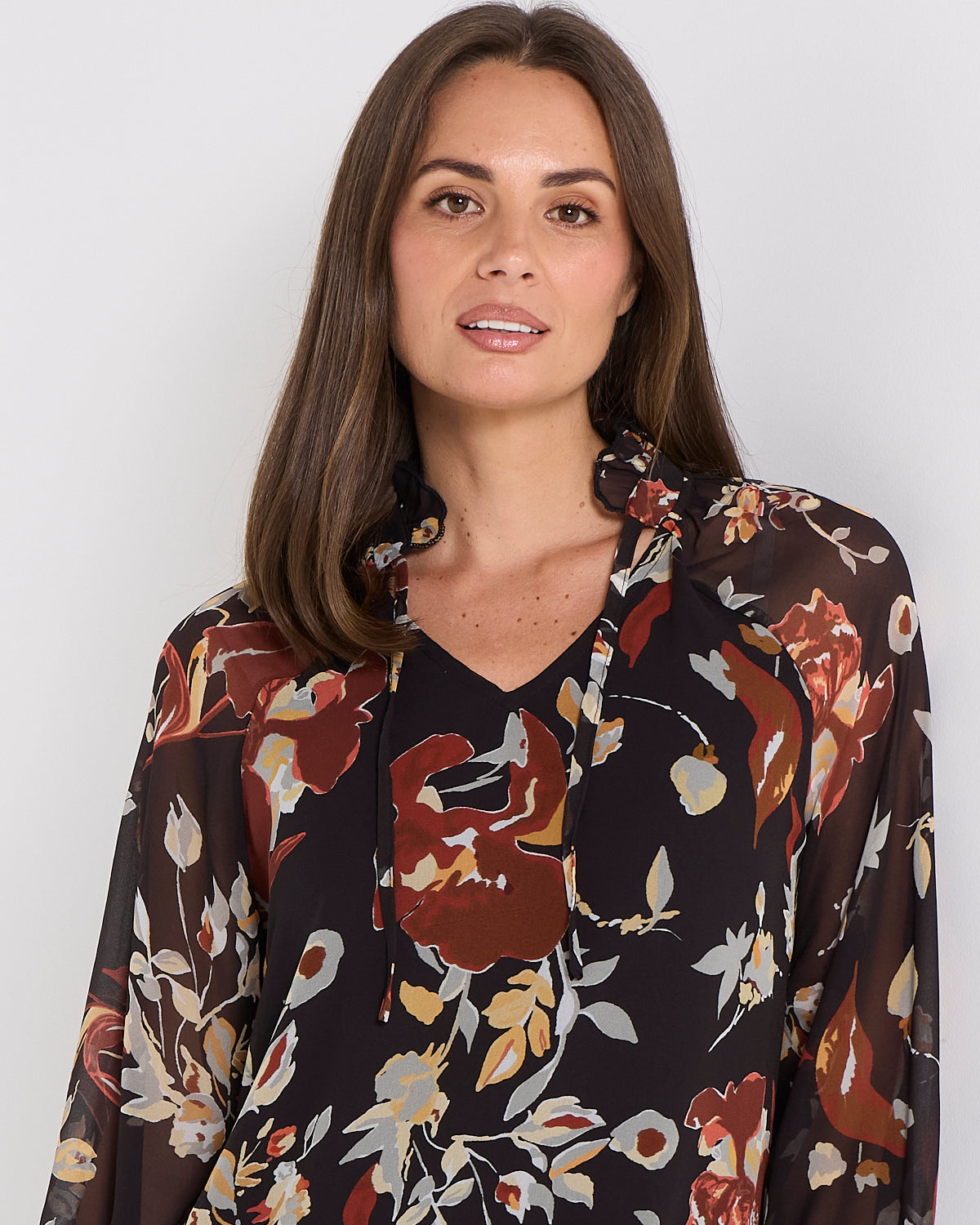 Virginia Chiffon Top - Ochre Bloom