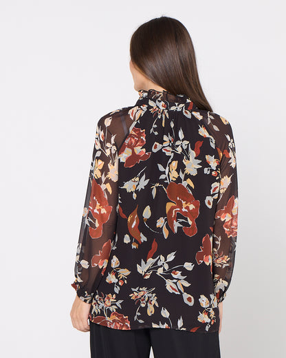 Virginia Chiffon Top - Ochre Bloom