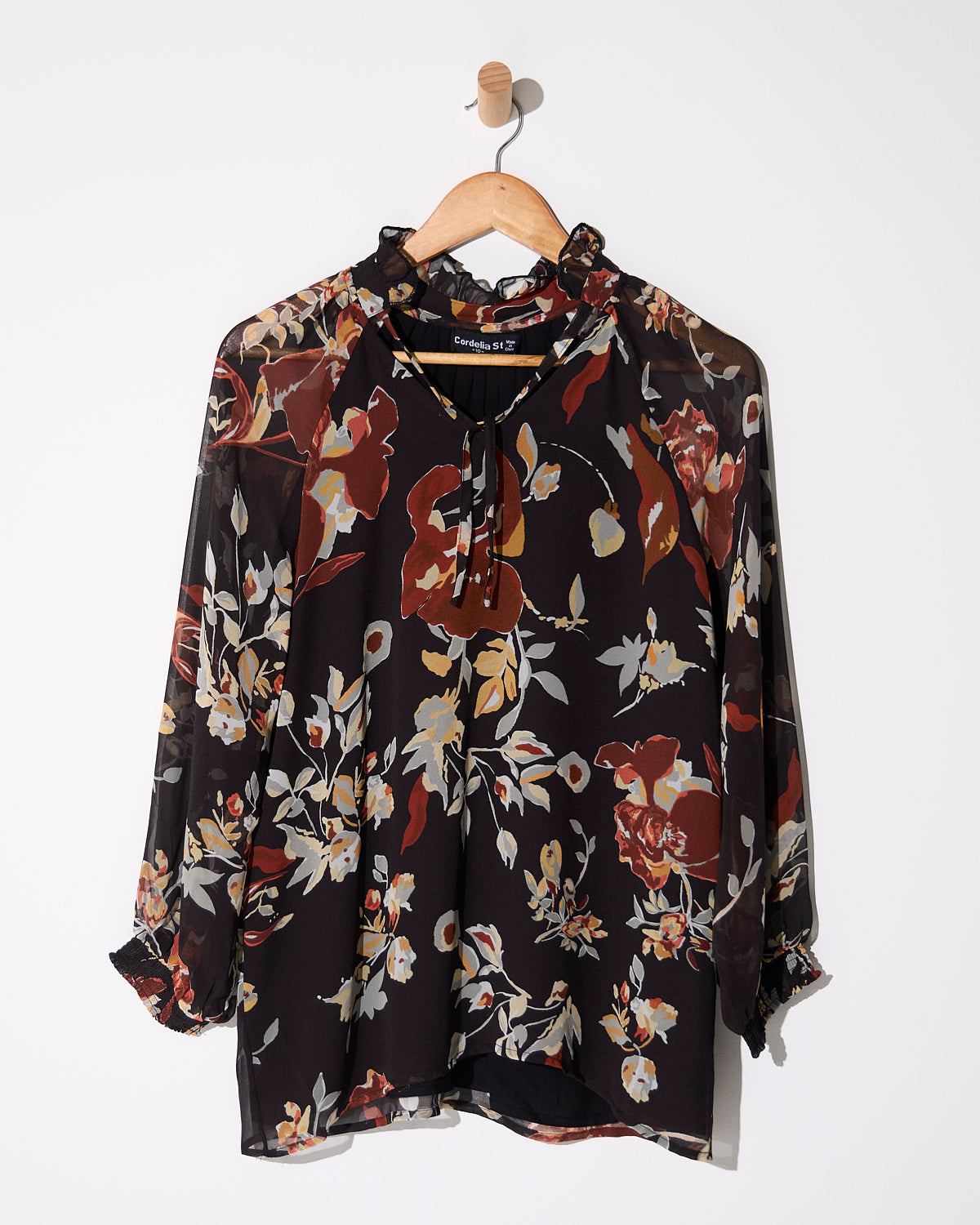 Virginia Chiffon Top - Ochre Bloom