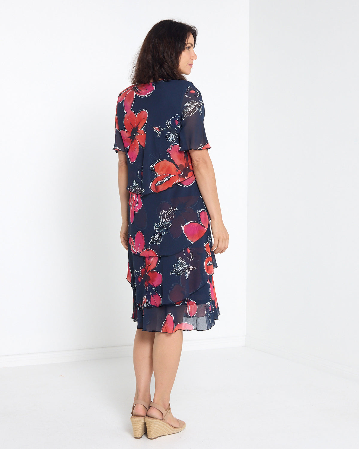 Arabella Chiffon Layered Dress - Navy Dream: styled view