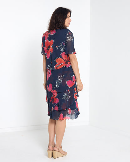 Arabella Chiffon Layered Dress - Navy Dream: styled view