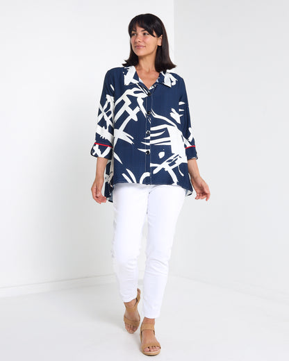 Salisbury Shirt - Navy Brushwork