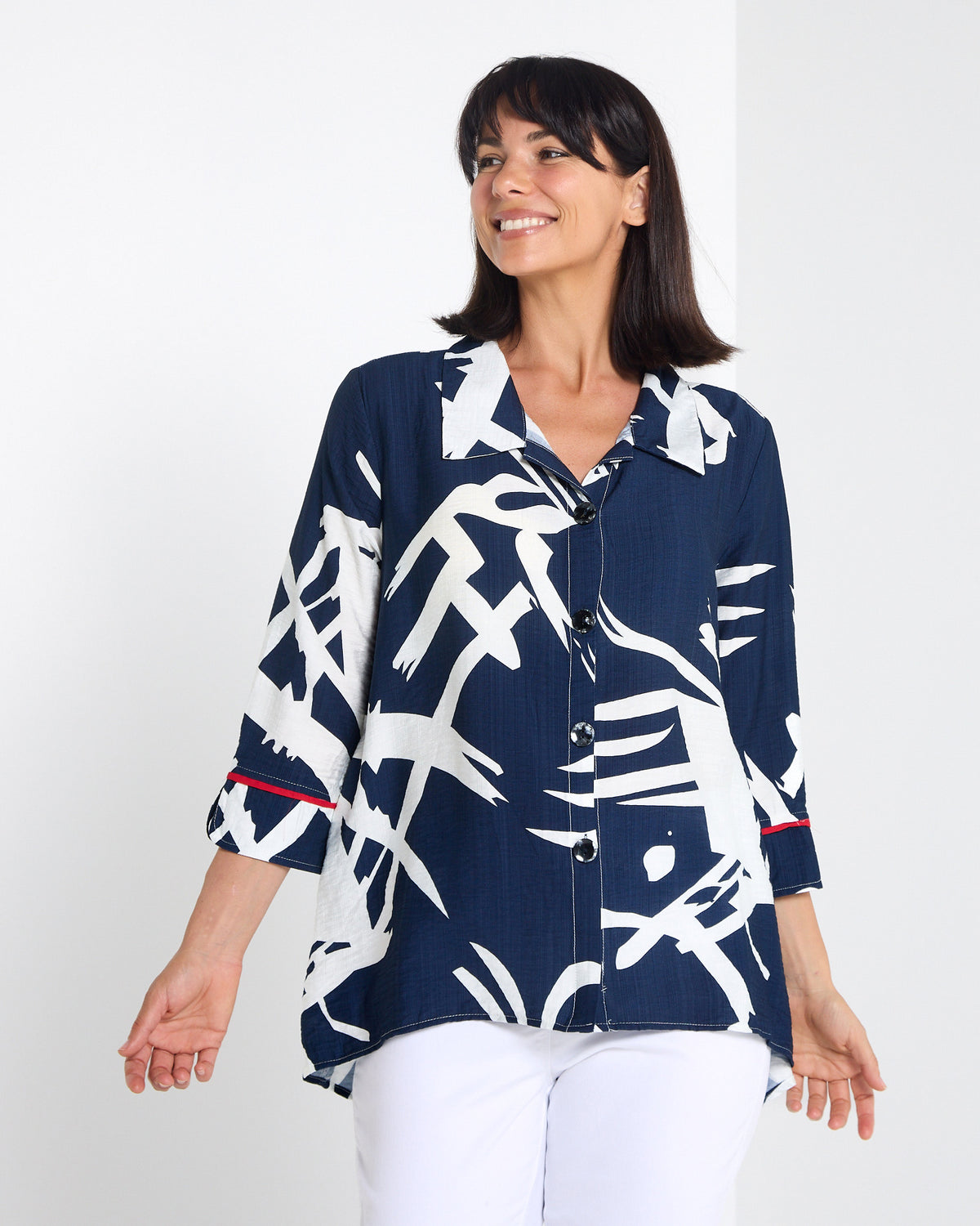 Salisbury Shirt - Navy Brushwork