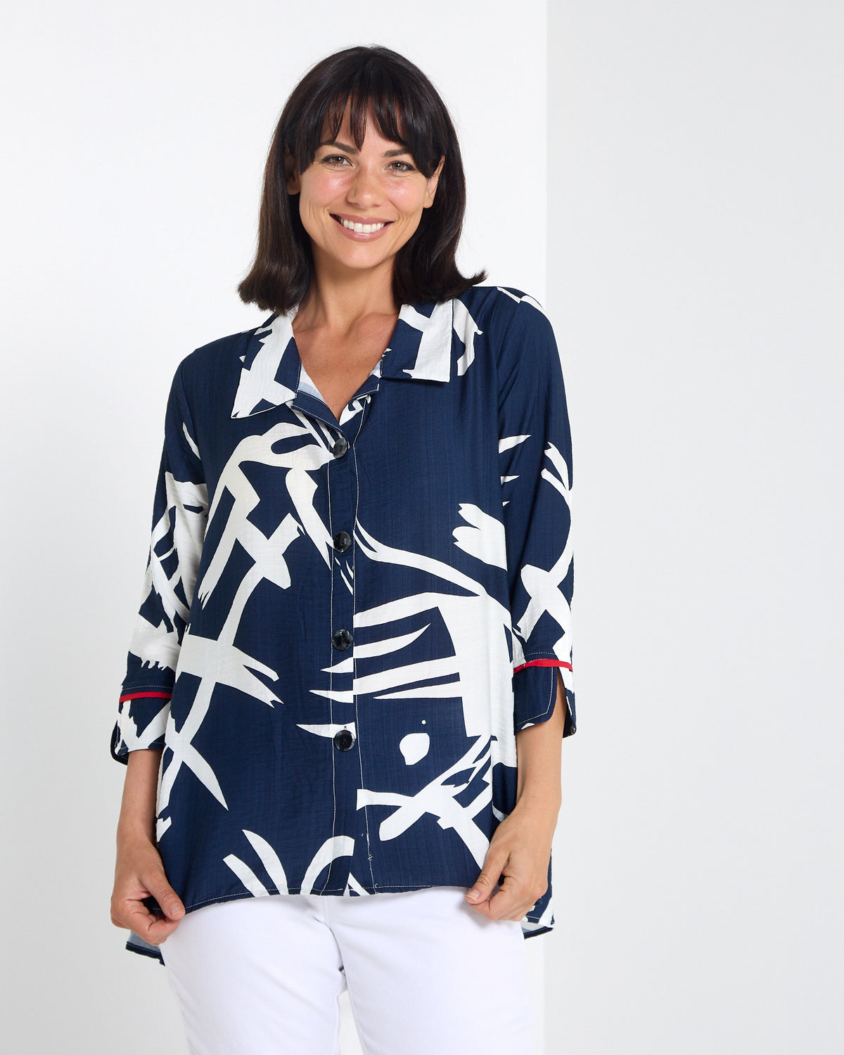 Salisbury Shirt - Navy Brushwork