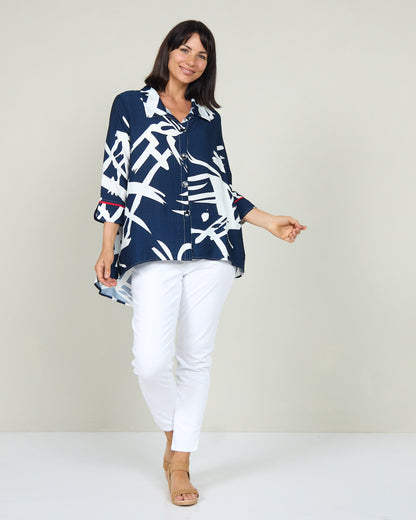 Salisbury Shirt - Navy Brushwork