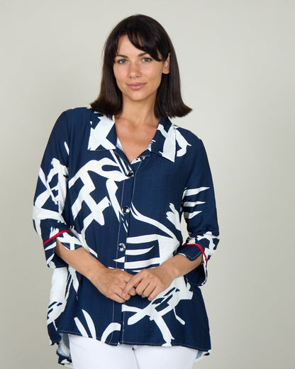 Salisbury Shirt - Navy Brushwork