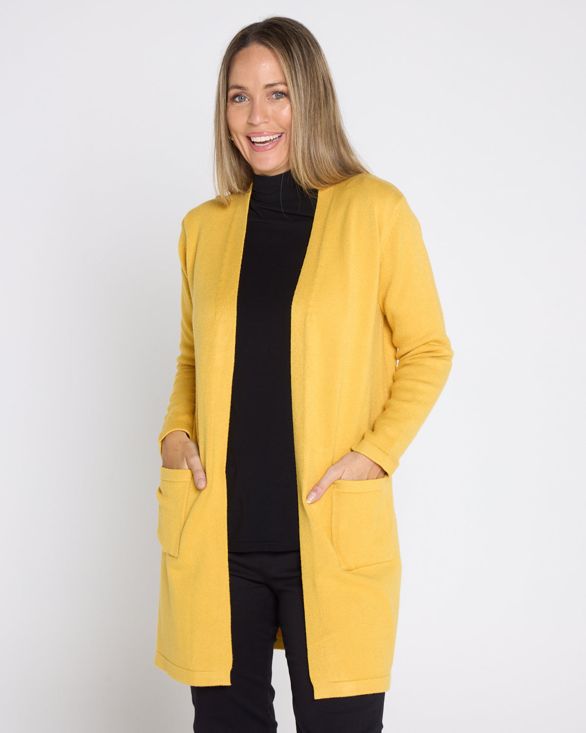 Salima Wool Blend Cardigan Yellow Mature Ladies Winter Style