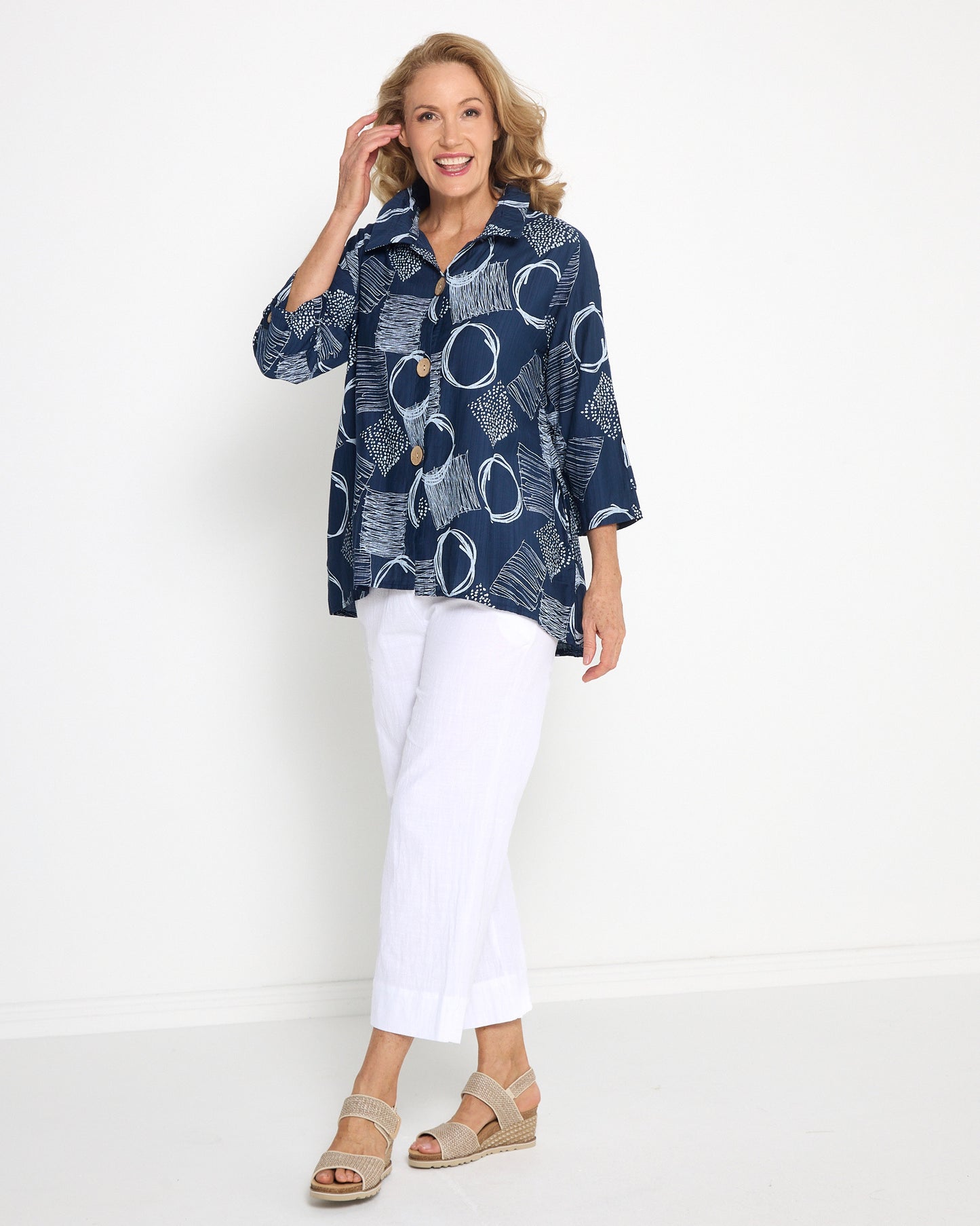 Maria Shirt - Navy Blue Sketch