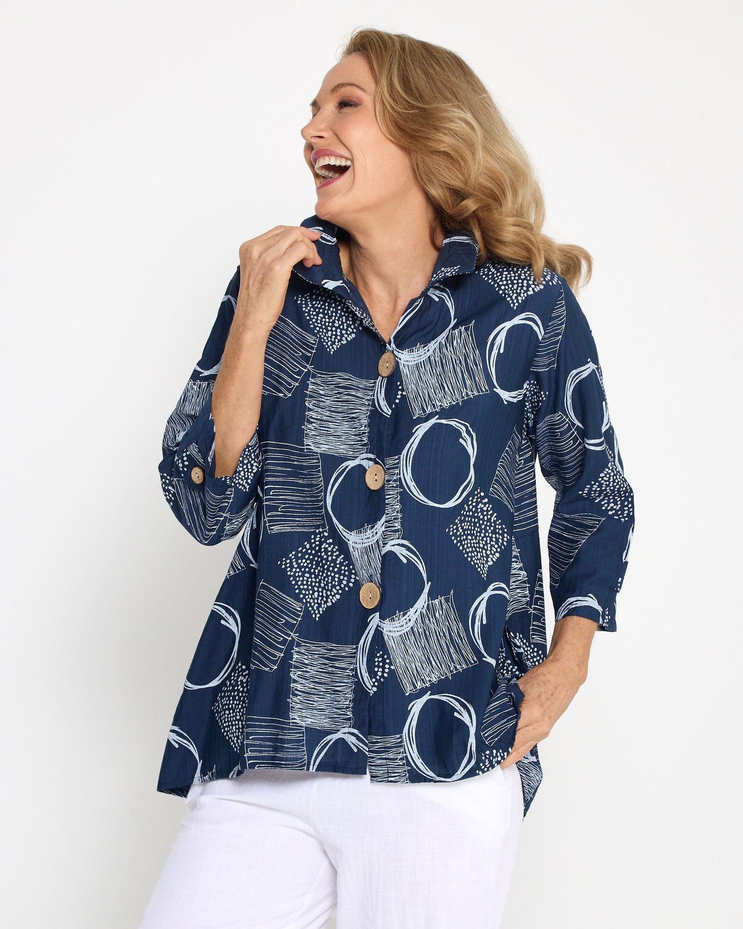 Maria Shirt - Navy Blue Sketch
