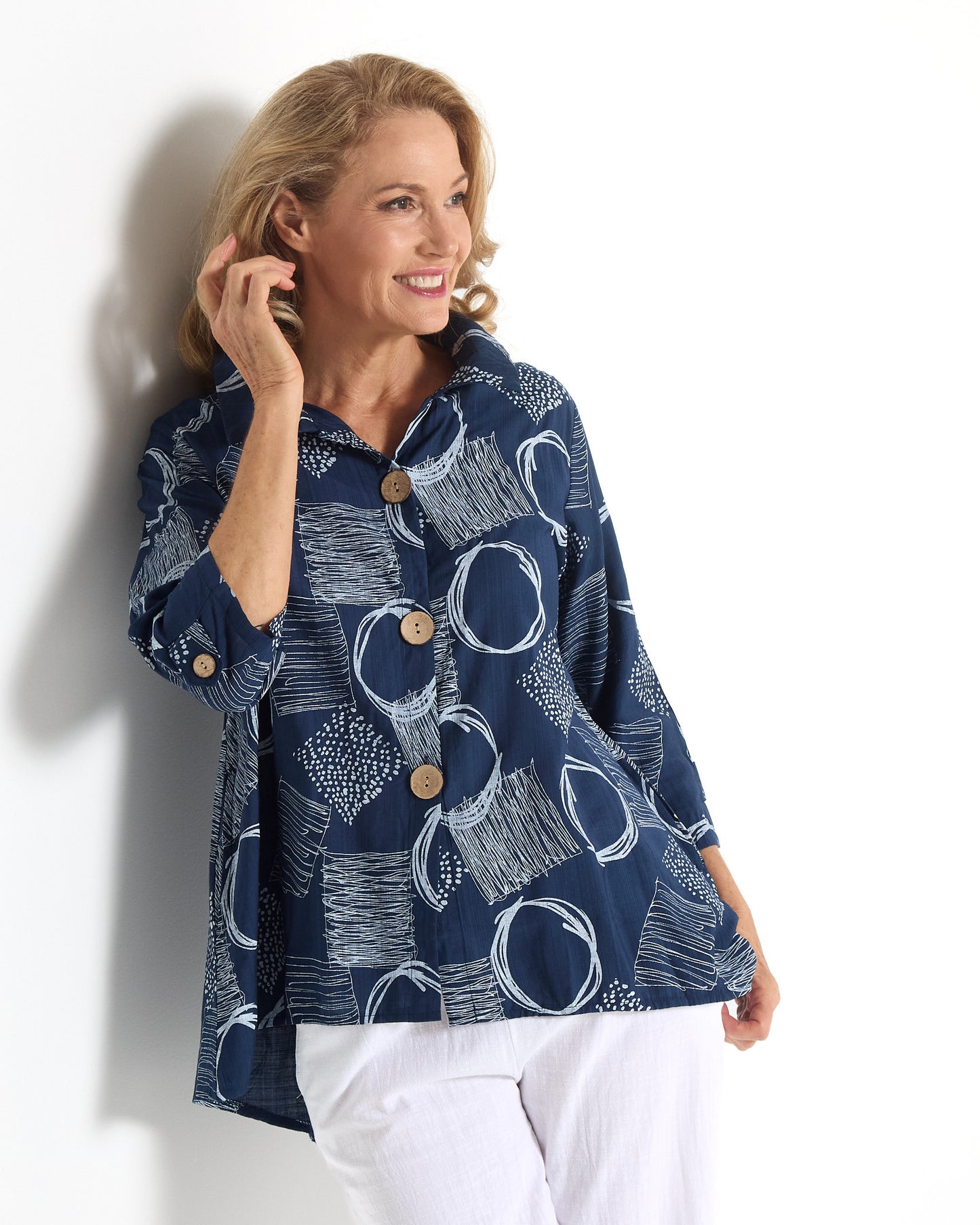 Maria Shirt - Navy Blue Sketch