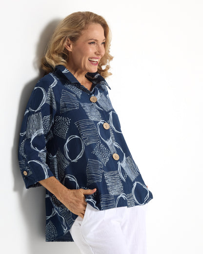 Maria Shirt - Navy Blue Sketch