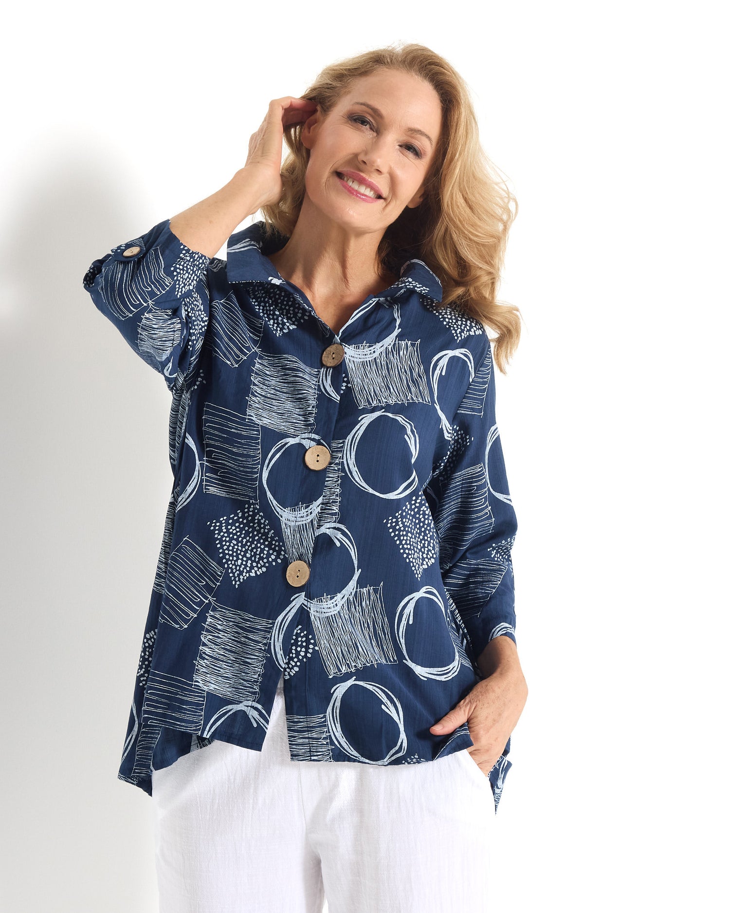 Maria Shirt - Navy Blue Sketch