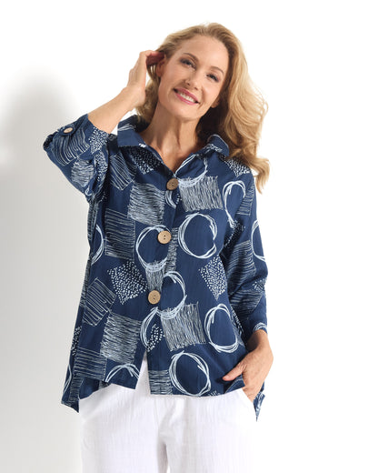 Maria Shirt - Navy Blue Sketch